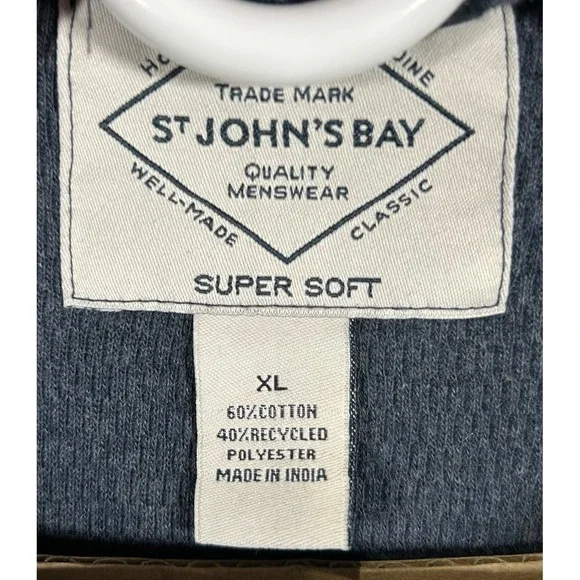 St. John's Bay Shirt Henley Sweater Men's Extra Large Long Sleeve Blue Knit - Picture 3 of 7